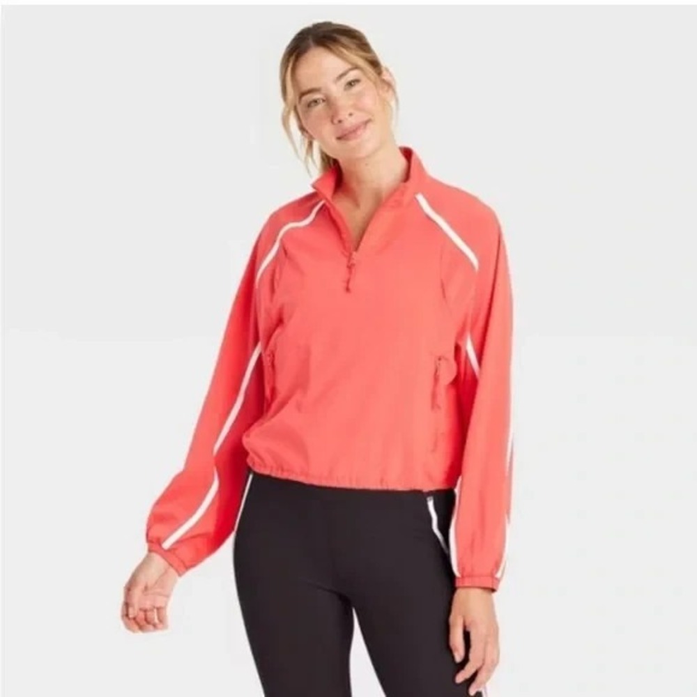 Women's‎ JoyLab Half Zip Windbreaker Coral Red Size XL New With Tags